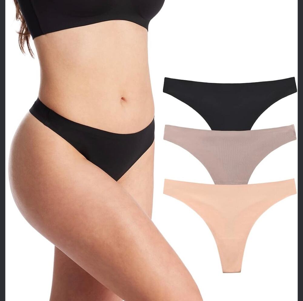 COMFELIE Seamless Thongs Women No Show Thongs Ultra Comfort 3 Pack